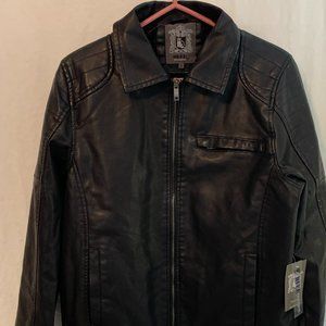 NEW! Bleu Grandeur Men's Jacket Black Biker Bomber Coat Motorcycle Small